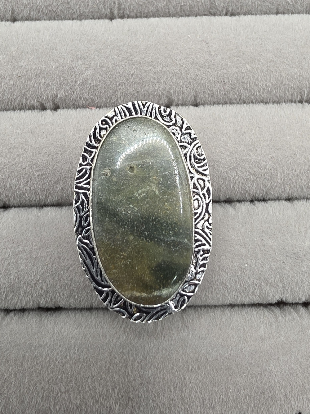 Green Stone Oval Statement Ring Size 6 - Women Jewelry